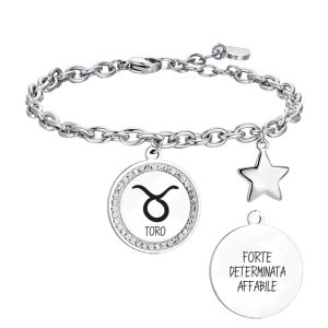 Bracciale Donna in Acciaio con Segno Zodiacale Toro Luca Barra BK2542