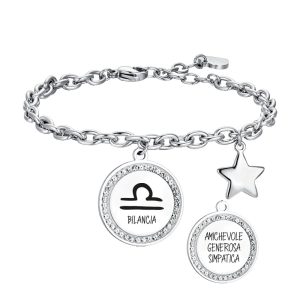 Bracciale Donna in Acciaio con Segno Zodiacale Bilancia Luca Barra BK2547