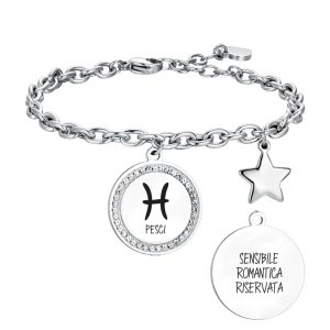 Bracciale Donna in Acciaio con Segno Zodiacale Pesci Luca Barra BK2552