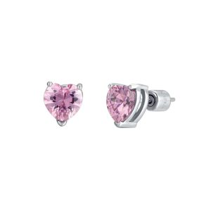 Orecchini in Acciaio Donna con Cuore con Cristallo Rosa Luca Barra OK1177