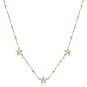 Collana Donna in Acciaio Dorato con Stelle e Cristalli Bianchi S'agapo' SAR41