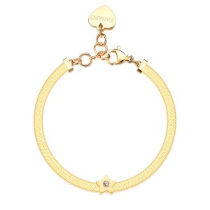 Bracciale Donna in Acciaio Dorato con Stella e Cristallo Bianco S'agapo' SCK249