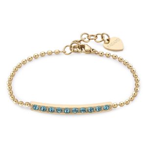 Bracciale Donna in Acciaio Dorato con Cristalli Azzurri S'agapo' SDZ18