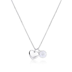 Collana Donna con Cuore e Margherita con Cristallo Bianco S’agapo’ SFE01