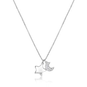 Collana Donna con Stella e Luna con Cristalli Bianchi S’agapo’ SFE02