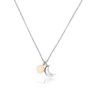 Collana Donna con Luna in Acciaio e Sole in Acciaio Dorato S’agapo’ SFE03
