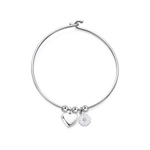 Bracciale Rigido Donna con Cuore e Margherita con Cristallo Bianco S’agapo’ SFE11