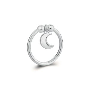 Anello Donna con Pendente a Forma di Luna in Acciaio S’agapo’ SFE33