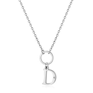 Collana Donna in Acciaio con Iniziale D e Cristallo Bianco S’agapo’ SHAC68
