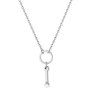 Collana Donna in Acciaio con Iniziale I e Cristallo Bianco S’agapo’ SHAC73