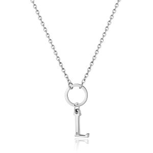 Collana Donna in Acciaio con Iniziale L e Cristallo Bianco S’agapo’ SHAC76