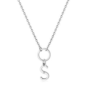 Collana Donna in Acciaio con Iniziale S e Cristallo Bianco S’agapo’ SHAC82