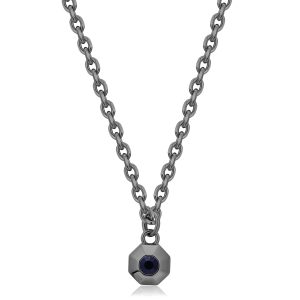 Collana Uomo in Acciaio Color Rutenio con Cristallo Blu Scuro S'agapo' SNP02