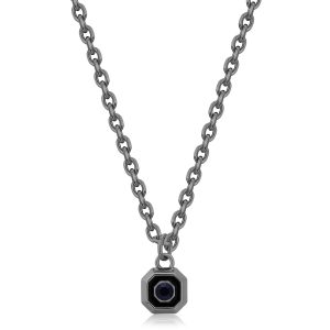 Collana Uomo in Acciaio Color Rutenio con Cristallo Blu Scuro S'agapo' SNP04