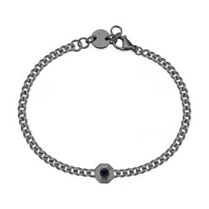 Bracciale Uomo in Acciaio Color Rutenio con Cristallo Blu Scuro S'agapo' SNP12