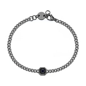 Bracciale Uomo in Acciaio color Rutenio con Cristallo Blu Scuro S'agapo' SNP14