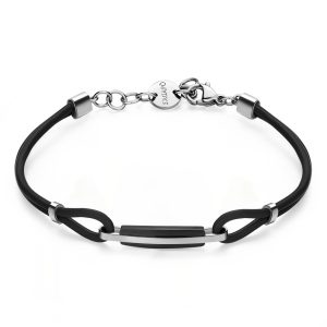 Bracciale Uomo in Gomma con Centrale in Acciaio Color Rutenio S’agapo’ SPA19