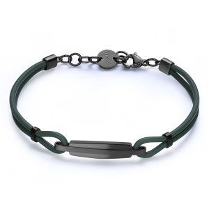 Bracciale Uomo in Gomma Verde Militare con Centrale in Acciaio color Rutenio S’agapo’ SPA21
