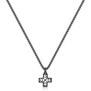 Collana Uomo in Acciaio Color Rutenio con Croce S'agapo' SRB04