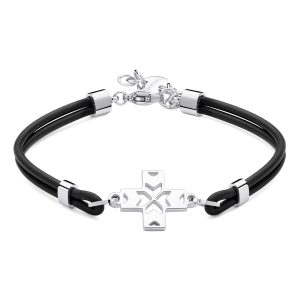 Bracciale Uomo in Gomma e Acciaio con Croce S'agapo' SRB18