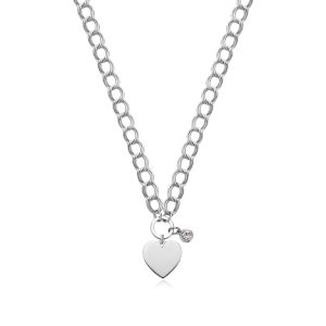 Collana Donna con Pendente a Forma di Cuore in Acciaio e Cristallo Bianco S’agapo’ SYL09