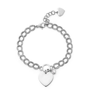 Bracciale Donna con Pendente a Forma di Cuore in Acciaio e Cristallo S’agapo’ SYL21