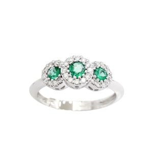 Anello Donna Trilogy con Diamanti e Smeraldi Davite e Delucchi AA 032136 SM