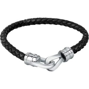 Bracciale in Acciaio/Pelle Nera Uomo in Acciaio Morellato SQH41