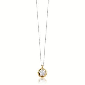 Collana Chiama Angeli Stella con Cristalli Bianchi in acciaio Dorato Luca Barra CK1929