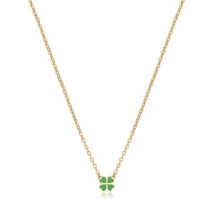 Collana Donna Quadrifoglio in Acciaio Dorato con Smalto Verde S’Agapo' SCK253