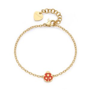 Bracciale Donna in Acciaio Dorato con Coccinella con Smalto Rosso S'Agapo SCK267