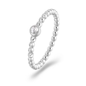 Anello Donna in Acciaio con Sfere e Cristallo Bianco S'Agapo SFV46D