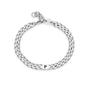 Bracciale Uomo in Acciaio con Lettera P S’Agapo SMG26