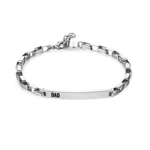 Bracciale Uomo in Acciaio con Targhetta con scritto Dad (Papà) S'agapo SPD16