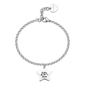 Bracciale in Acciaio con Stella e Scritta "Besties Forever" e Retro "My Best Friend" (Migliori Amiche) Donna S’Agapò SBY032