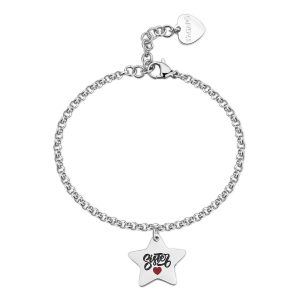Bracciale in Acciaio con Stella e Scritta "Sister" (Sorella) e Retro "Sei la cosa più preziosa che ho" Donna S’Agapò SBY035