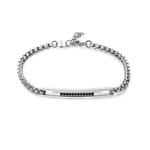 Bracciale in Acciaio con Cristalli Neri Uomo S'Agapò SPD17