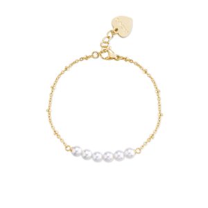 Bracciale in Acciaio Dorato con Perle Centrali Donna S'Agapò SWI20