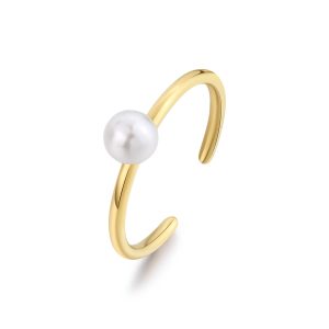 Anello in Acciaio Dorato con Perla Donna S'Agapò SWI32