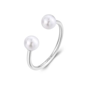 Anello in Acciaio con 2 Perle Donna S'Agapò SWI34