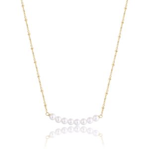 Collana Girocollo in Acciaio Dorato con Perle Donna S'Agapò SWI35