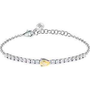 Bracciale Tennis in Argento con Cristalli Bianchi e Centrale a Goccia Giallo Morellato SAIW202