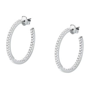 Orecchini Cerchio in Argento con Cristalli Bianchi Morellato SAIW147