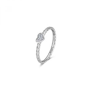 Anello con Cuore e Cristalli Bianchi in Argento Mis 14 Donna Rosato RZA017B