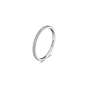 Anello Veretta con Cristalli Bianchi in Argento Mis 14 Donna Rosato RZA029B