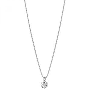 Collana con Pendente A Forma di Margherita con Cristalli Bianchi in Argento Donna Rosato RZAL035
