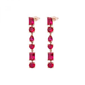 Orecchini Pendenti con Cristalli Rossi in Argento Rosa Donna Rosato RZGE22