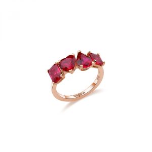 Anello con Cristalli Rossi in Argento Rosa Mis 16 Donna Rosato RZGE32C