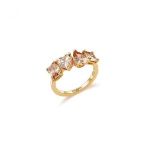 Anello con Cristalli Arancioni in Argento Dorato Mis 12 Donna Rosato RZGE33A
