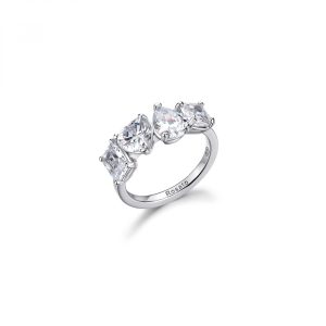 Anello con Cristalli Bianchi in Argento Mis 14 Donna Rosato RZGE34B
